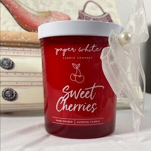 PAPER WHITE Sweet Cherries Scented Candle - Red NEW